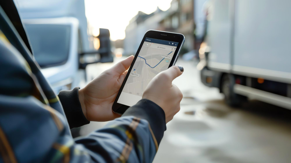 A man doing same-day delivery tracking with his goods